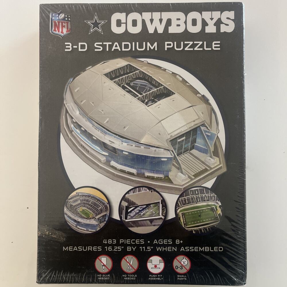 Dallas Cowboys 3-D Stadium Puzzle 483 Piece Rare New Ppwtoys
